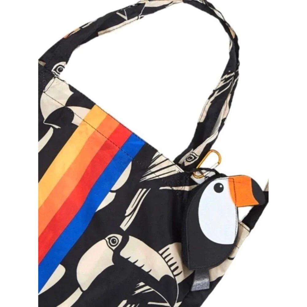 NEW FARM Rio Toucan Fruit Foldable Tote Bag w/ Detachable Case Pouch Tropical